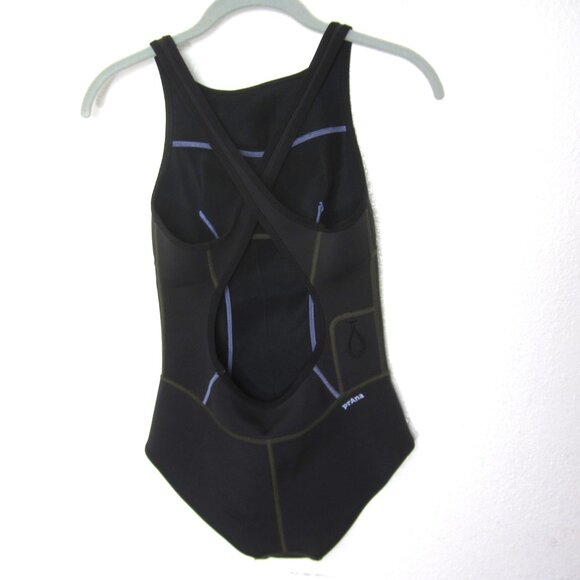 Prana Sporty Eleana One Piece Swimsuit Women's Size S Black Purple Neoprene - Picture 8 of 11
